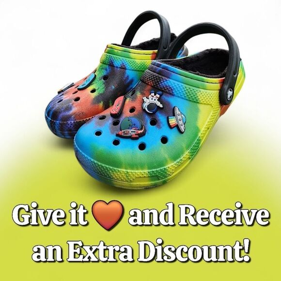 Crocs Classic Tie-Dye Dual Clogs Comfort Graphic W/Jibbitzs Size Men 5/Youth J5 - Picture 12 of 13